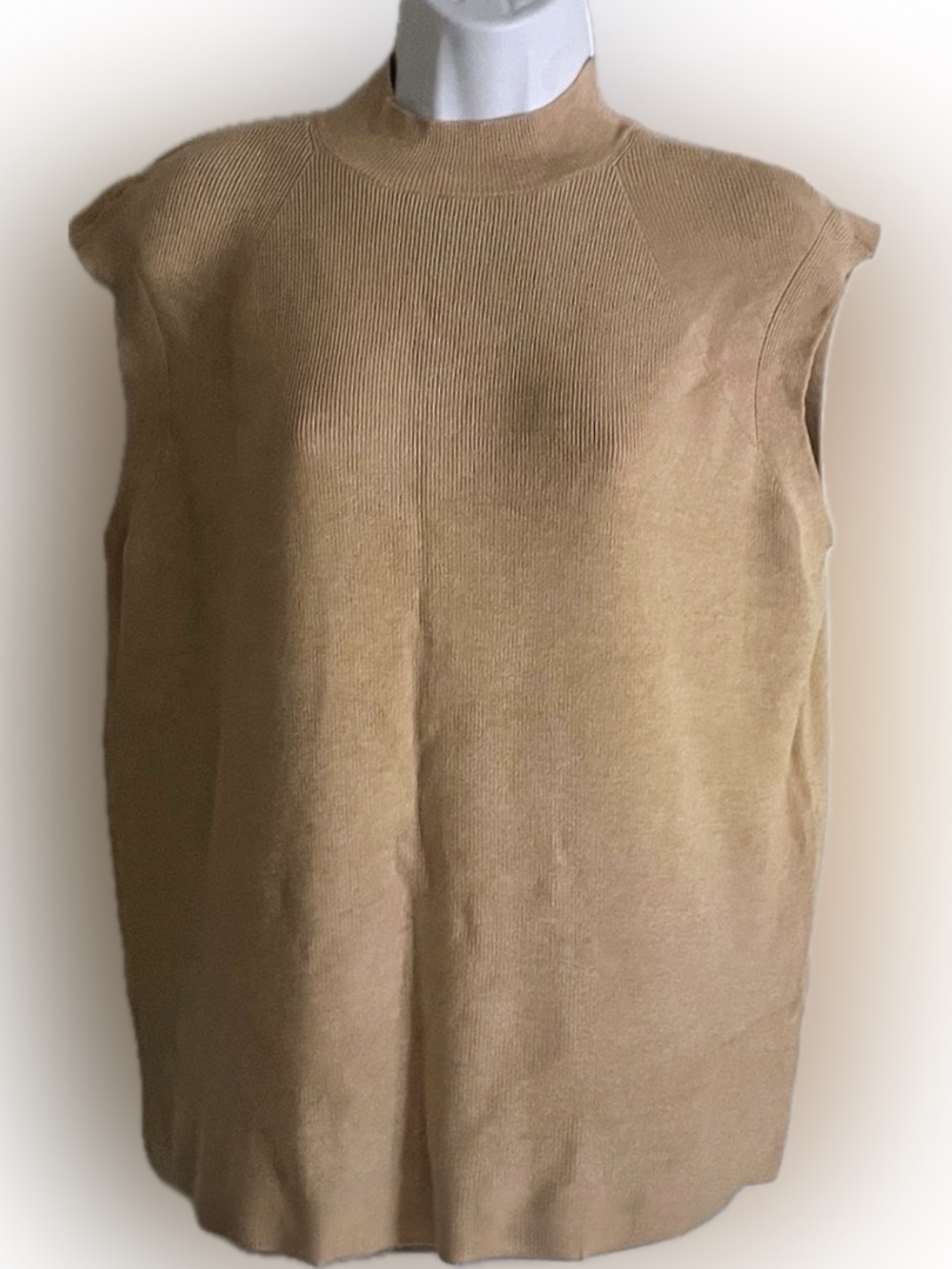 Worthington Tan Mock Neck Sleeveless Knit Tank